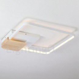 Dimmbare weiße quadratische Holz-Deckenleuchte, ultradünne Deckenlampe, kann auch als Wandleuchte verwendet werden