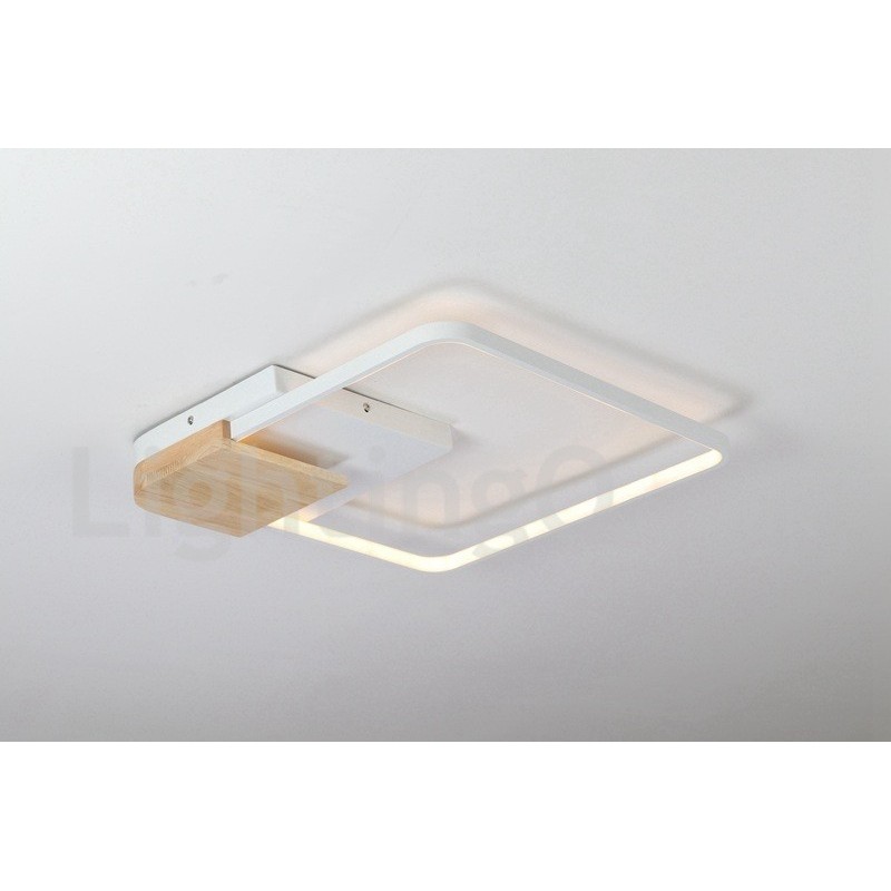 Dimmbare weiße quadratische Holz-Deckenleuchte, ultradünne Deckenlampe, kann auch als Wandleuchte verwendet werden