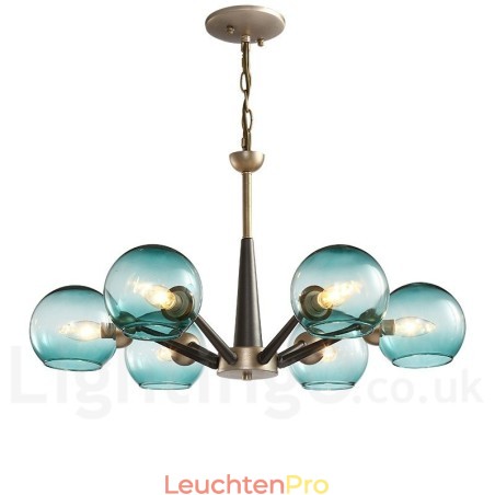 Rustikaler Kronleuchter im Retro-Vintage-Stil „Magic Bean“ mit mehrfarbigen Glasschirmen Rustikaler Kronleuchter im Retro-Vintage-Stil „Magic Bean“ mit mehrfarbigen Glasschirmen
