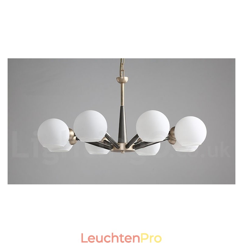 Rustikaler Kronleuchter im Retro-Vintage-Stil „Magic Bean“ mit mehrfarbigen Glasschirmen