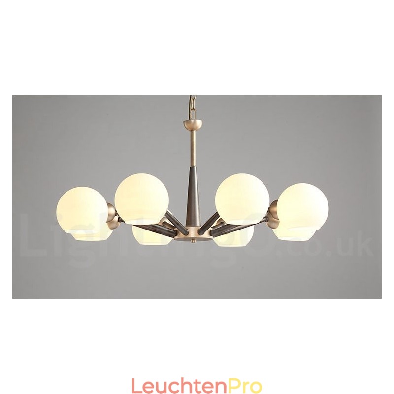 Rustikaler Kronleuchter im Retro-Vintage-Stil „Magic Bean“ mit mehrfarbigen Glasschirmen