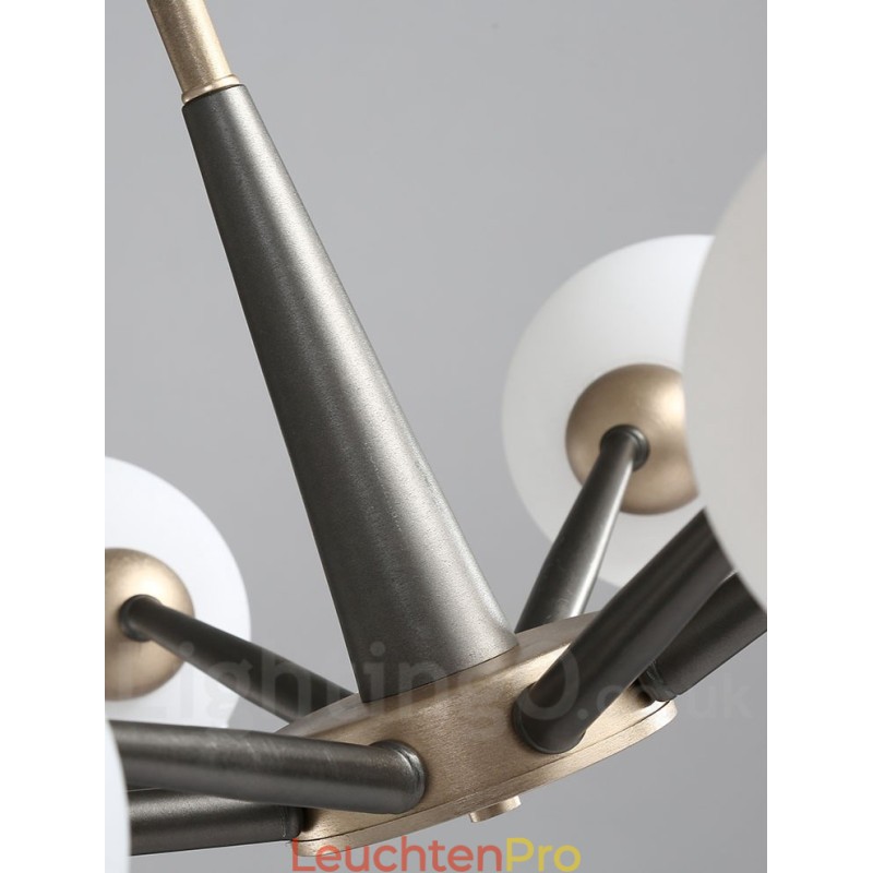 Rustikaler Kronleuchter im Retro-Vintage-Stil „Magic Bean“ mit mehrfarbigen Glasschirmen