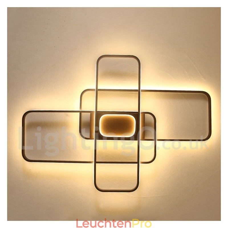 Moderne Deckenleuchte mit zeitgenössischer Aluminium-Malerei, Unterputzleuchte mit Ferndimmer, kann auch als Wandleuchte verwendet werden
