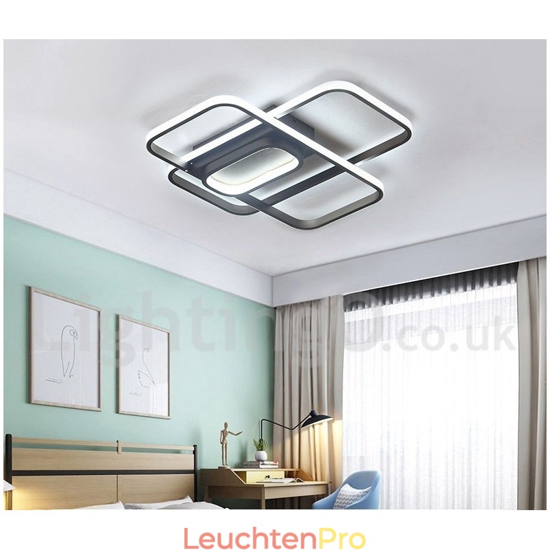 Moderne Deckenleuchte mit zeitgenössischer Aluminium-Malerei, Unterputzleuchte mit Ferndimmer, kann auch als Wandleuchte verwendet werden