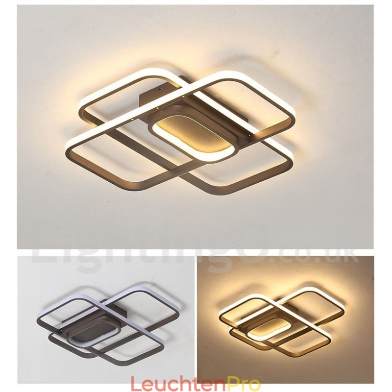 Moderne Deckenleuchte mit zeitgenössischer Aluminium-Malerei, Unterputzleuchte mit Ferndimmer, kann auch als Wandleuchte verwendet werden