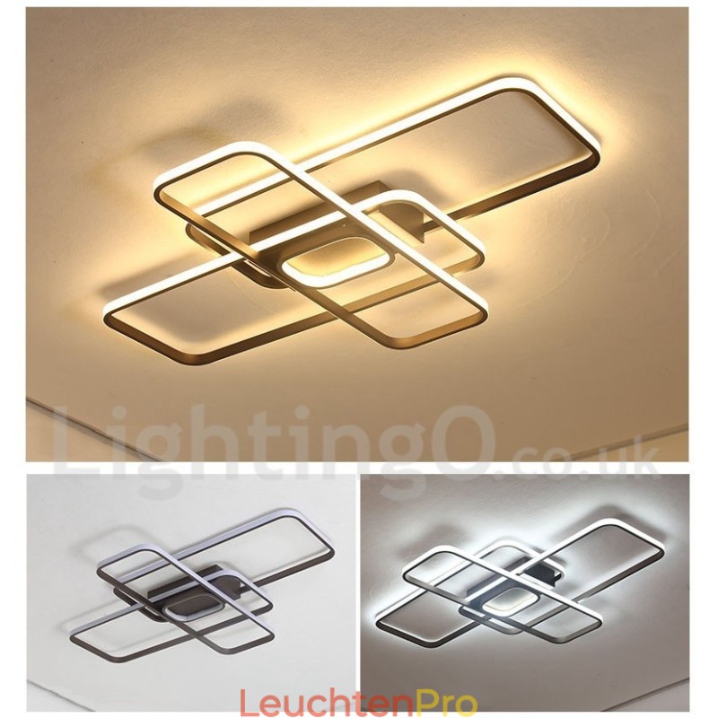 Moderne Deckenleuchte mit zeitgenössischer Aluminium-Malerei, Unterputzleuchte mit Ferndimmer, kann auch als Wandleuchte verwendet werden