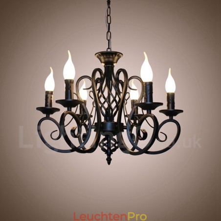 6 Licht Rustikalen Retro Vintage Schwarz Weiß Anhänger Kerze Kronleuchter 6 Licht Rustikalen Retro Vintage Schwarz Weiß Anhänger Kerze Kronleuchter