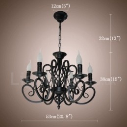 6 Licht Rustikalen Retro Vintage Schwarz Weiß Anhänger Kerze Kronleuchter