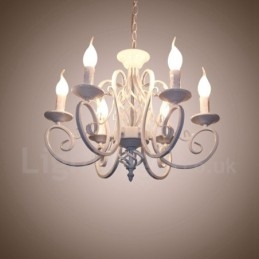 6 Licht Rustikalen Retro Vintage Schwarz Weiß Anhänger Kerze Kronleuchter