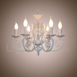 6 Licht Rustikalen Retro Vintage Schwarz Weiß Anhänger Kerze Kronleuchter
