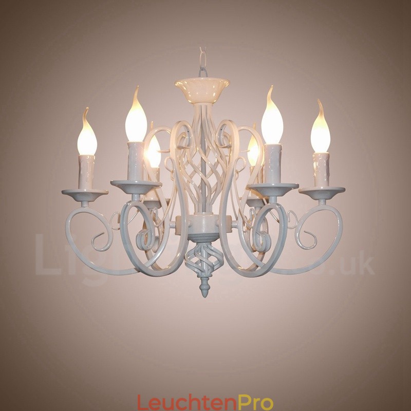 6 Licht Rustikalen Retro Vintage Schwarz Weiß Anhänger Kerze Kronleuchter