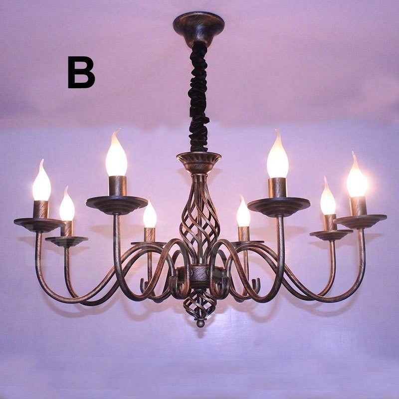 6 Licht Rustikalen Retro Vintage Schwarz Weiß Anhänger Kerze Kronleuchter