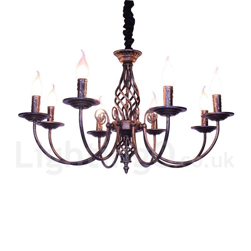 6 Licht Rustikalen Retro Vintage Schwarz Weiß Anhänger Kerze Kronleuchter