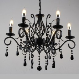 6 Licht Kristall rustikalen Retro Vintage schwarz weiß blau Anhänger Kerze Kronleuchter