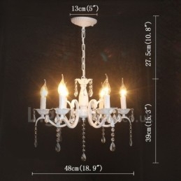6 Licht Kristall Rustikal Retro Vintage Weiß Anhänger Kerze Kronleuchter