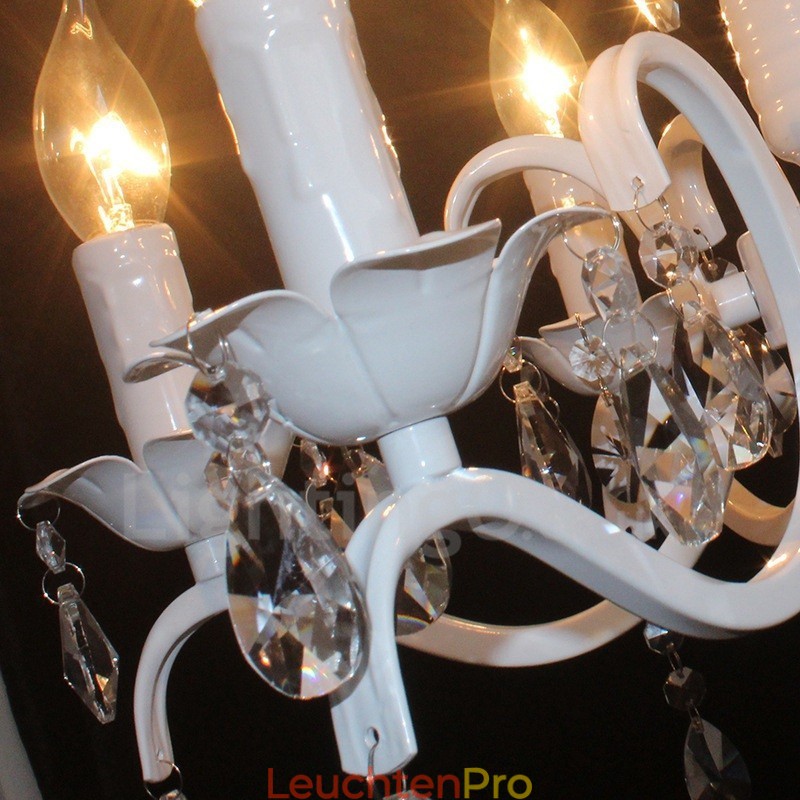 6 Licht Kristall Rustikal Retro Vintage Weiß Anhänger Kerze Kronleuchter