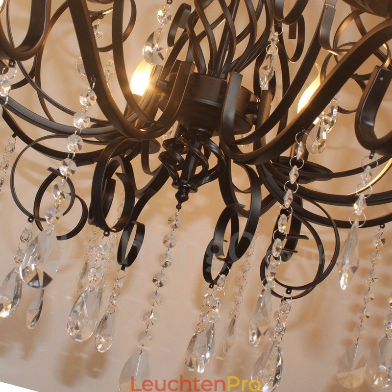 8 Licht Kristall Rustikal Retro Vintage Schwarz Anhänger Kerze Kronleuchter