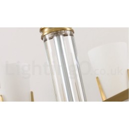 Retro Vintage Messing Kristalle Anhänger Kerze Kronleuchter mit Glasschirmen