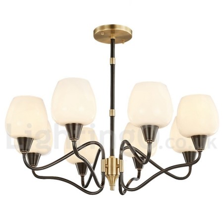 Retro Vintage Messing Pendelleuchter mit Kerzenhalter und Glasschirmen Retro Vintage Messing Pendelleuchter mit Kerzenhalter und Glasschirmen