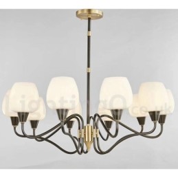 Retro Vintage Messing Pendelleuchter mit Kerzenhalter und Glasschirmen