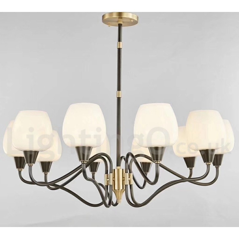 Retro Vintage Messing Pendelleuchter mit Kerzenhalter und Glasschirmen