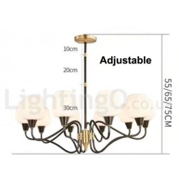 Retro Vintage Messing Pendelleuchter mit Kerzenhalter und Glasschirmen
