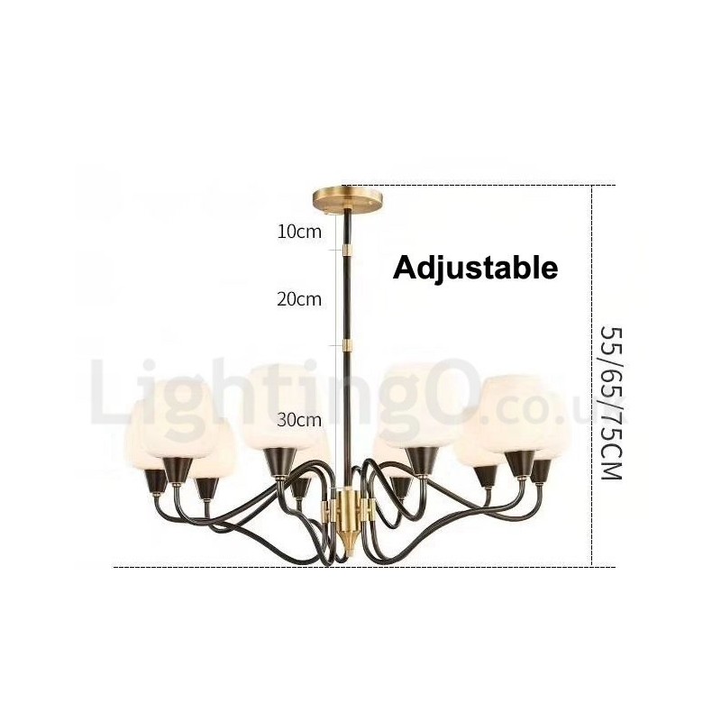 Retro Vintage Messing Pendelleuchter mit Kerzenhalter und Glasschirmen
