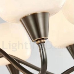 Retro Vintage Messing Pendelleuchter mit Kerzenhalter und Glasschirmen