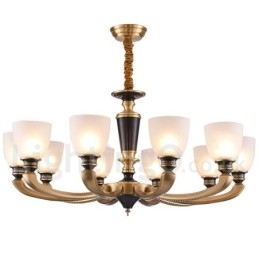 Luxuriöser rustikaler Retro-Vintage-Kerzenleuchter aus reinem Messing mit Glasschirmen