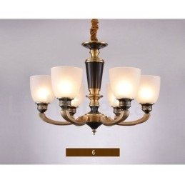 Luxuriöser rustikaler Retro-Vintage-Kerzenleuchter aus reinem Messing mit Glasschirmen