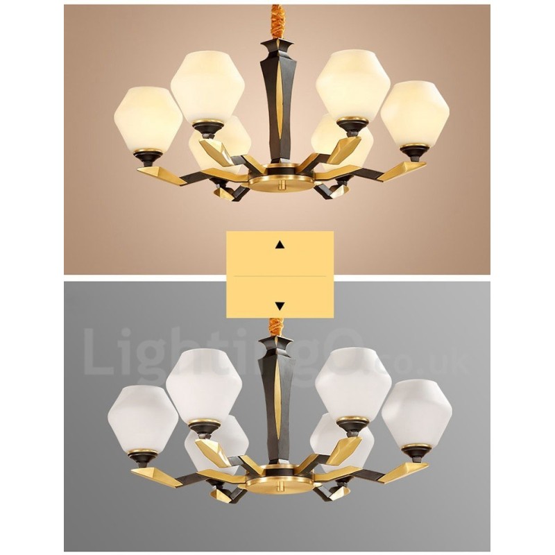 Luxuriöser rustikaler Retro-Vintage-Kerzenleuchter aus reinem Messing mit Glasschirmen