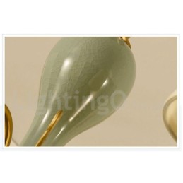 Luxuriöser rustikaler Retro-Vintage-Keramik-Pendelleuchter aus reinem Messing mit Stoffschirmen