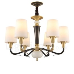 Luxuriöser rustikaler Retro-Kerzenleuchter aus reinem Messing im Vintage-Stil mit Steinanhänger und Glasschirmen