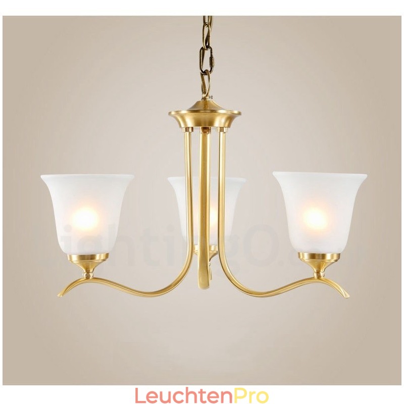 Luxuriöser rustikaler Retro-Vintage-Kerzenleuchter aus reinem Messing mit Glasschirmen