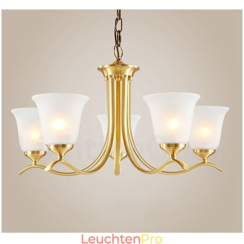 Luxuriöser rustikaler Retro-Vintage-Kerzenleuchter aus reinem Messing mit Glasschirmen
