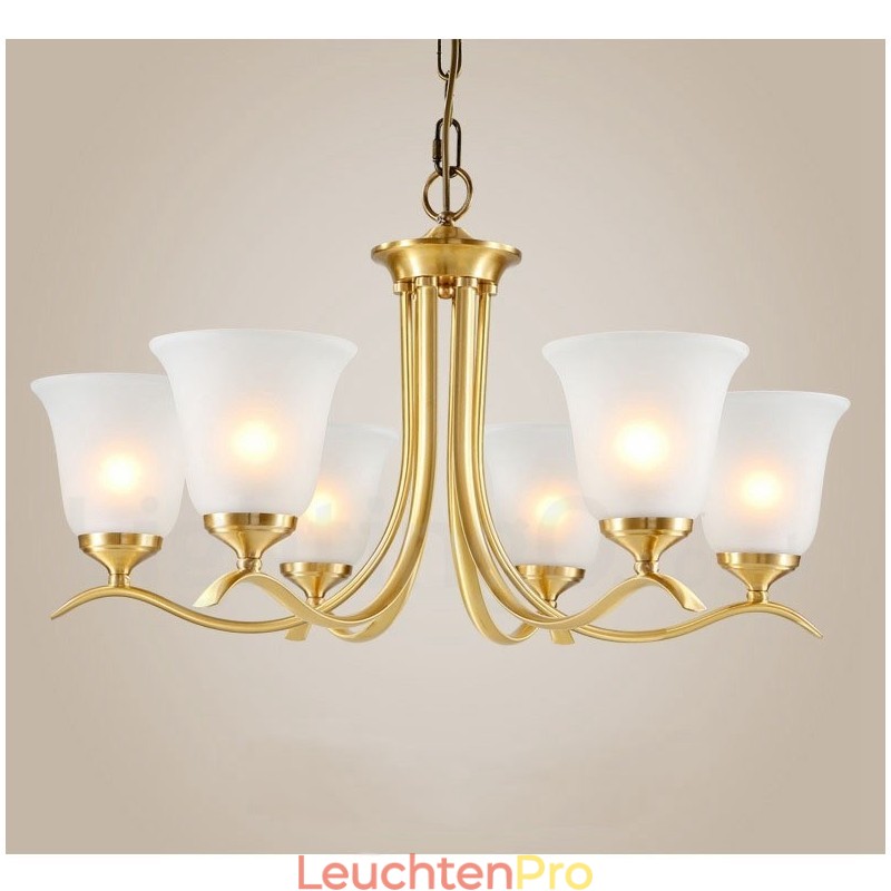 Luxuriöser rustikaler Retro-Vintage-Kerzenleuchter aus reinem Messing mit Glasschirmen