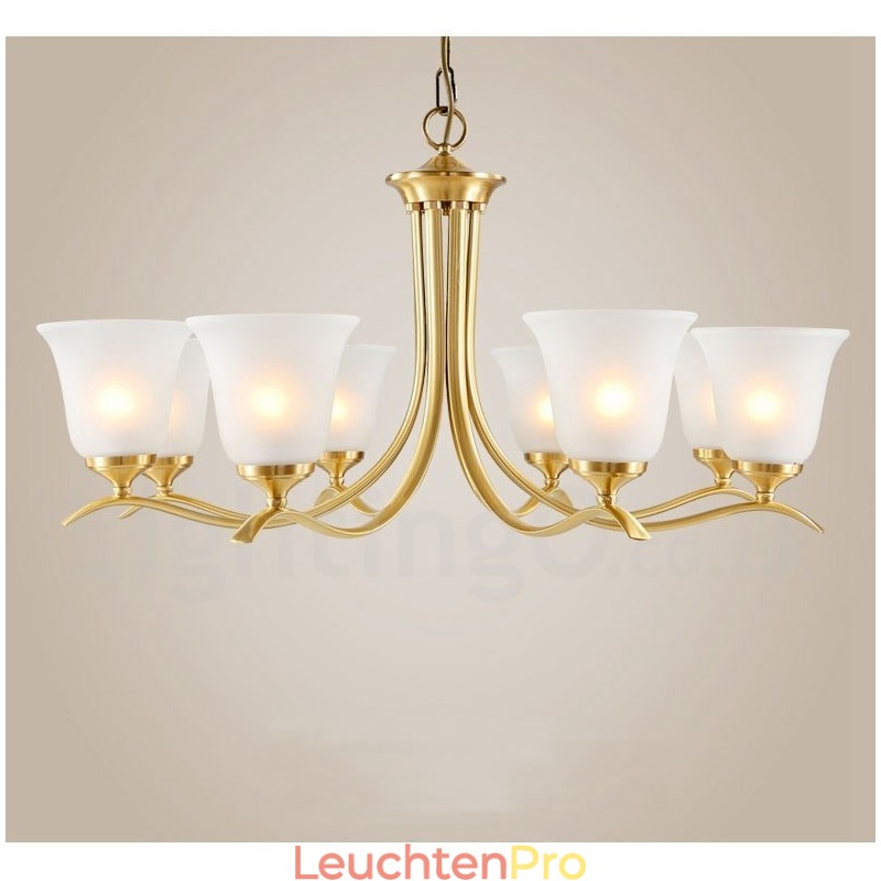 Luxuriöser rustikaler Retro-Vintage-Kerzenleuchter aus reinem Messing mit Glasschirmen