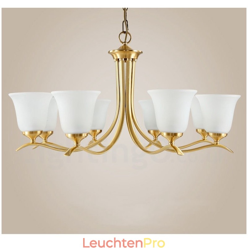 Luxuriöser rustikaler Retro-Vintage-Kerzenleuchter aus reinem Messing mit Glasschirmen