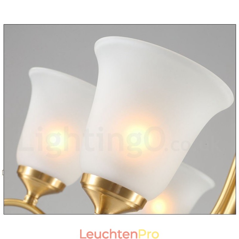 Luxuriöser rustikaler Retro-Vintage-Kerzenleuchter aus reinem Messing mit Glasschirmen