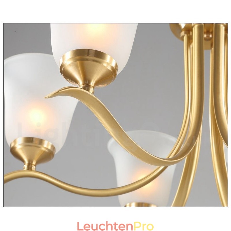 Luxuriöser rustikaler Retro-Vintage-Kerzenleuchter aus reinem Messing mit Glasschirmen