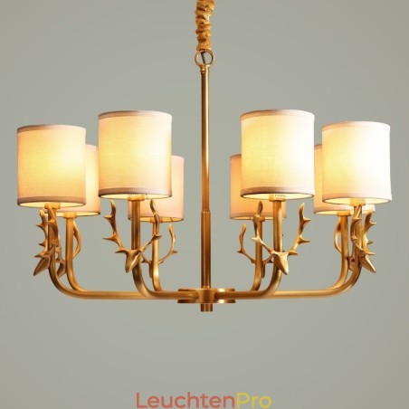 Luxuriöser rustikaler Retro-Vintage-Kerzenleuchter aus reinem Messing mit Stoffschirmen Luxuriöser rustikaler Retro-Vintage-Kerzenleuchter aus reinem Messing mit Stoffschirmen