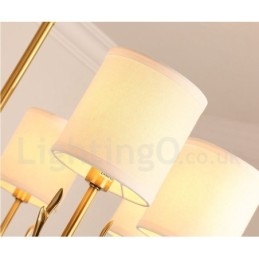Luxuriöser rustikaler Retro-Vintage-Kerzenleuchter aus reinem Messing mit Stoffschirmen