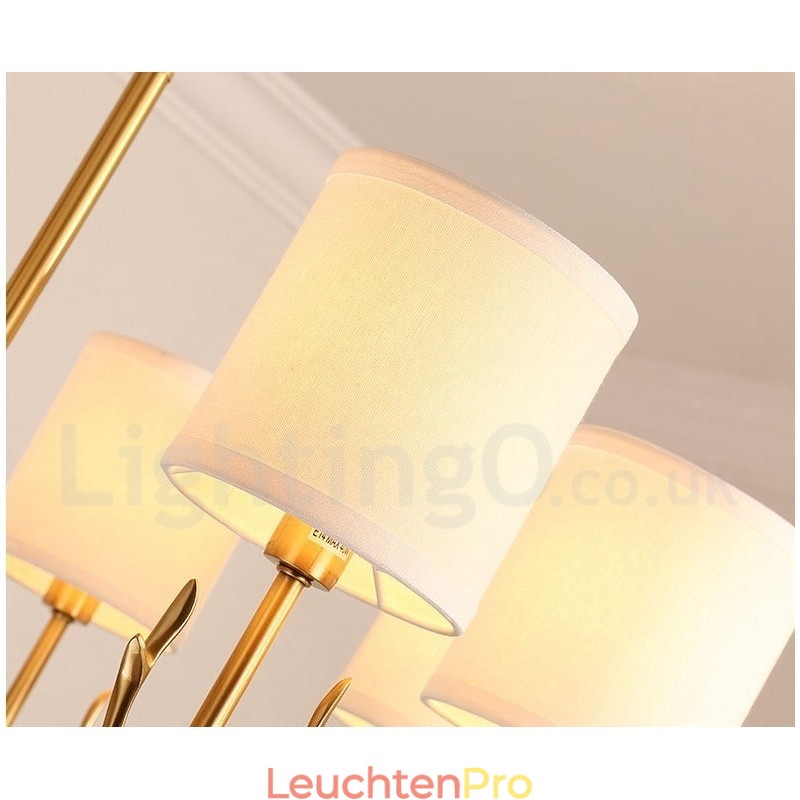Luxuriöser rustikaler Retro-Vintage-Kerzenleuchter aus reinem Messing mit Stoffschirmen