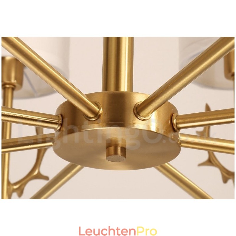 Luxuriöser rustikaler Retro-Vintage-Kerzenleuchter aus reinem Messing mit Stoffschirmen