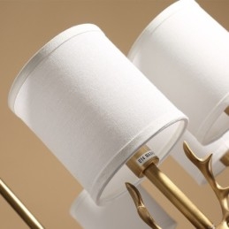 Luxuriöser rustikaler Retro-Vintage-Kerzenleuchter aus reinem Messing mit Stoffschirmen