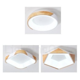 Dimmbare mehrfarbige Deckenleuchte aus fünfeckigem Holz mit Acrylschirm, Deckenlampe im nordischen Stil