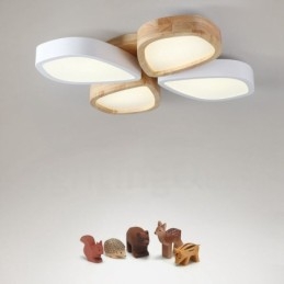 Dimmbare ultradünne Deckenleuchte aus Blütenholz mit Acrylschirm, Deckenlampe im nordischen Stil
