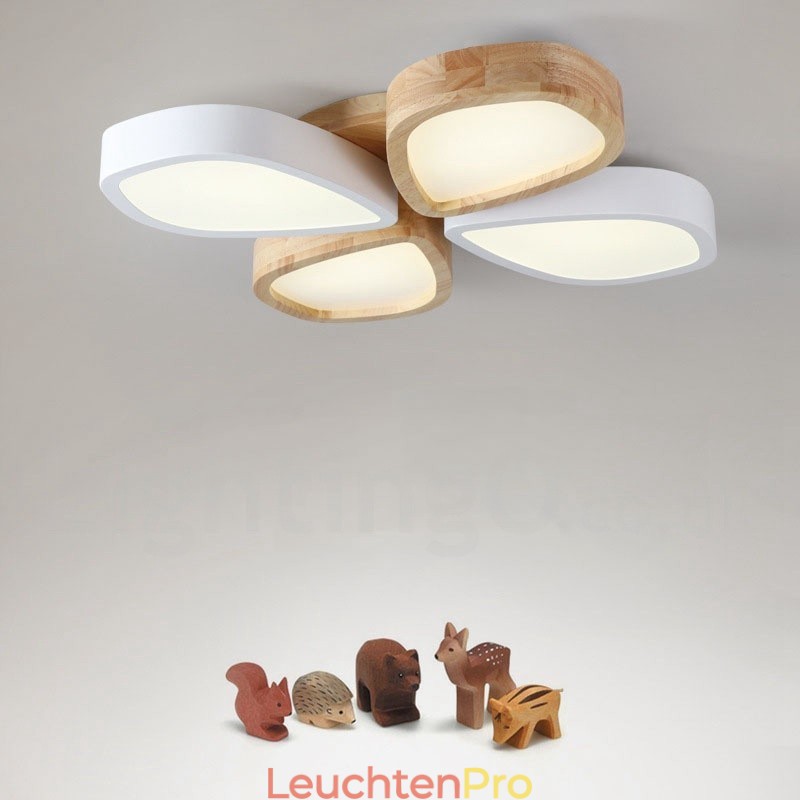 Dimmbare ultradünne Deckenleuchte aus Blütenholz mit Acrylschirm, Deckenlampe im nordischen Stil