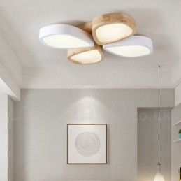 Dimmbare ultradünne Deckenleuchte aus Blütenholz mit Acrylschirm, Deckenlampe im nordischen Stil