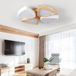 Dimmbare ultradünne Deckenleuchte aus Blütenholz mit Acrylschirm, Deckenlampe im nordischen Stil